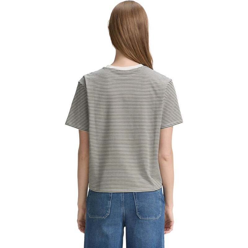 TOM TAILOR DENIM Majica temno zelena / bela