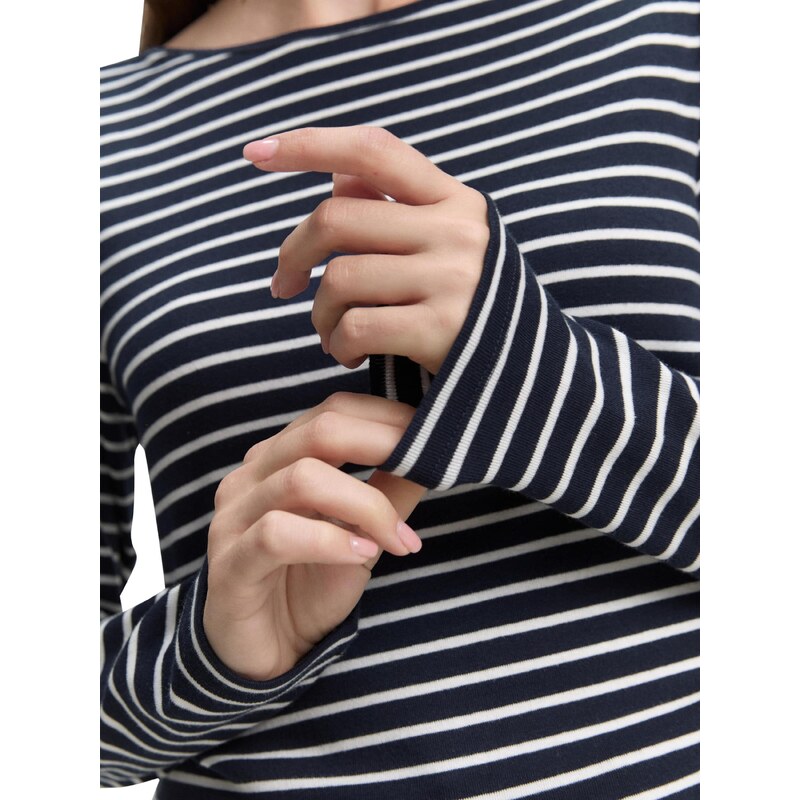 TOM TAILOR Majica mornarska / bela