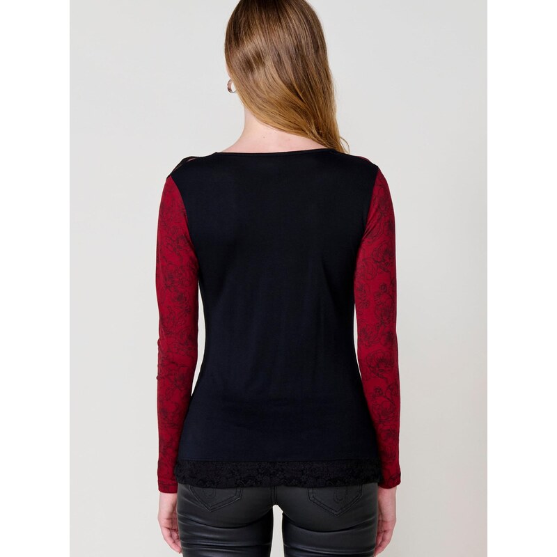 KOROSHI Majica temno rdeča / črna