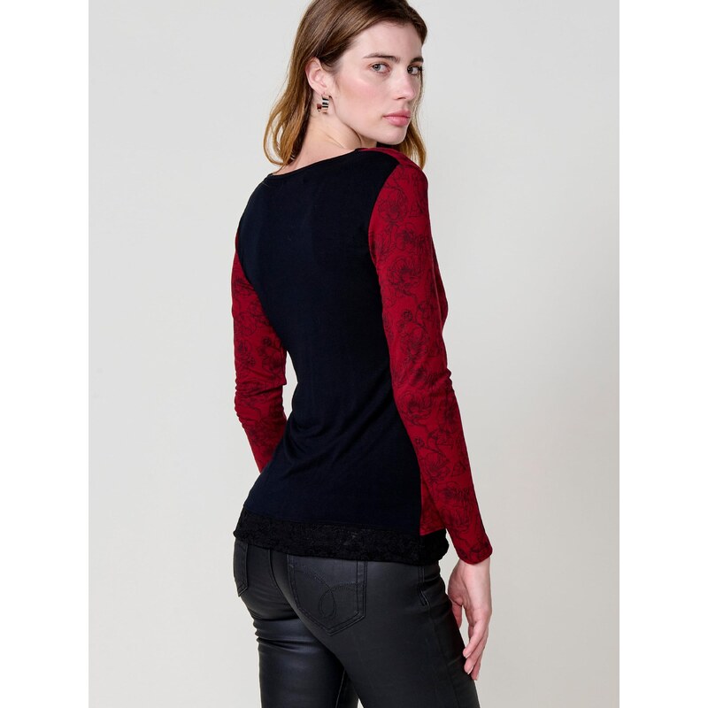 KOROSHI Majica temno rdeča / črna