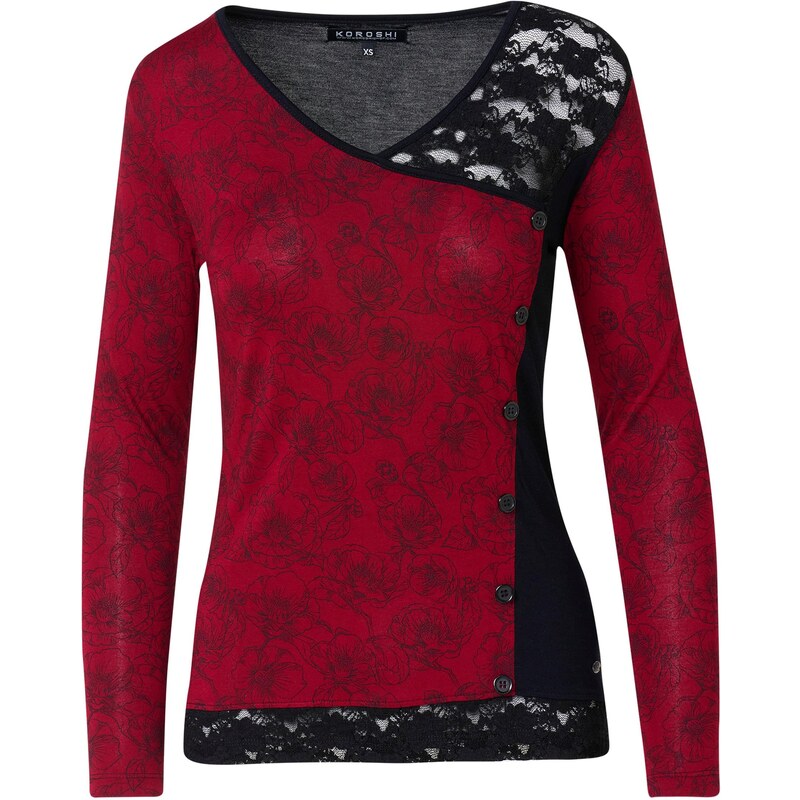 KOROSHI Majica temno rdeča / črna