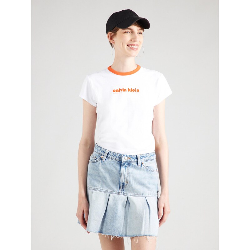 Calvin Klein Jeans Majica oranžna / bela