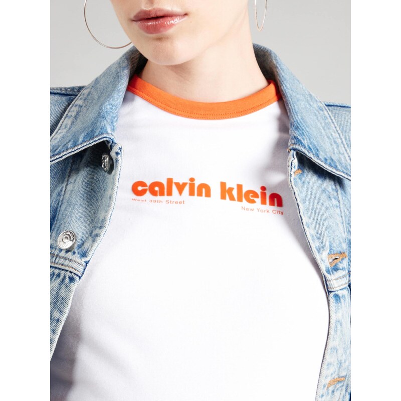 Calvin Klein Jeans Majica oranžna / bela