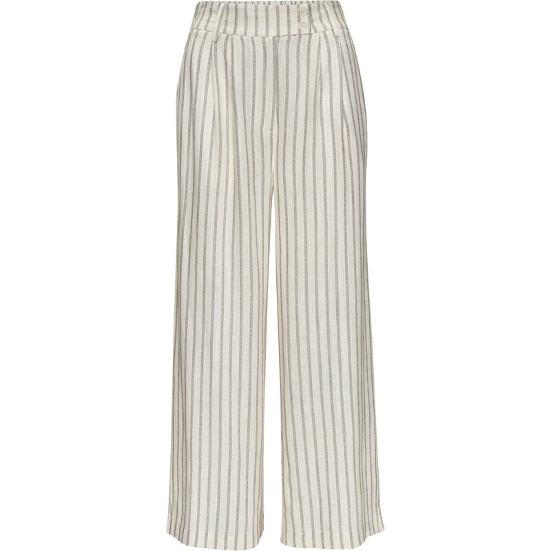 LASCANA Hlače z naborki kremna / črna