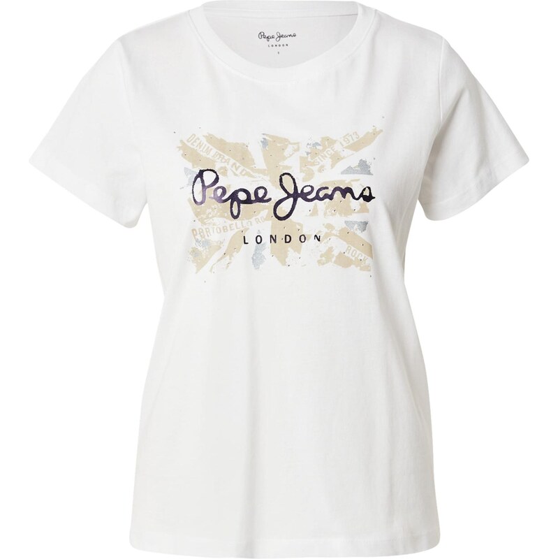 Pepe Jeans Majica 'Babu' mornarska / trst / bela