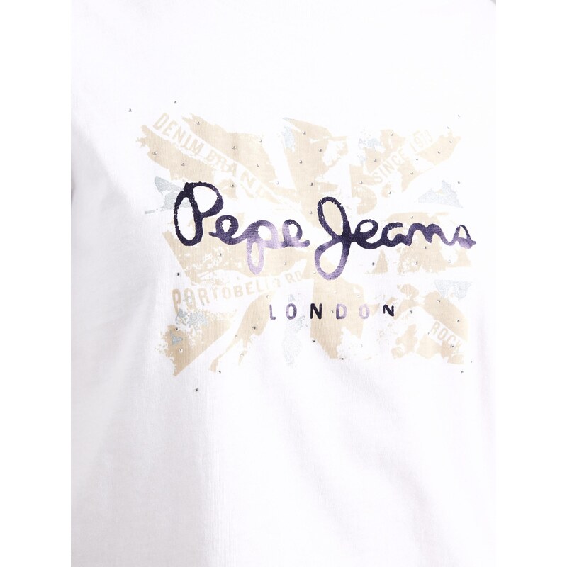 Pepe Jeans Majica 'Babu' mornarska / trst / bela