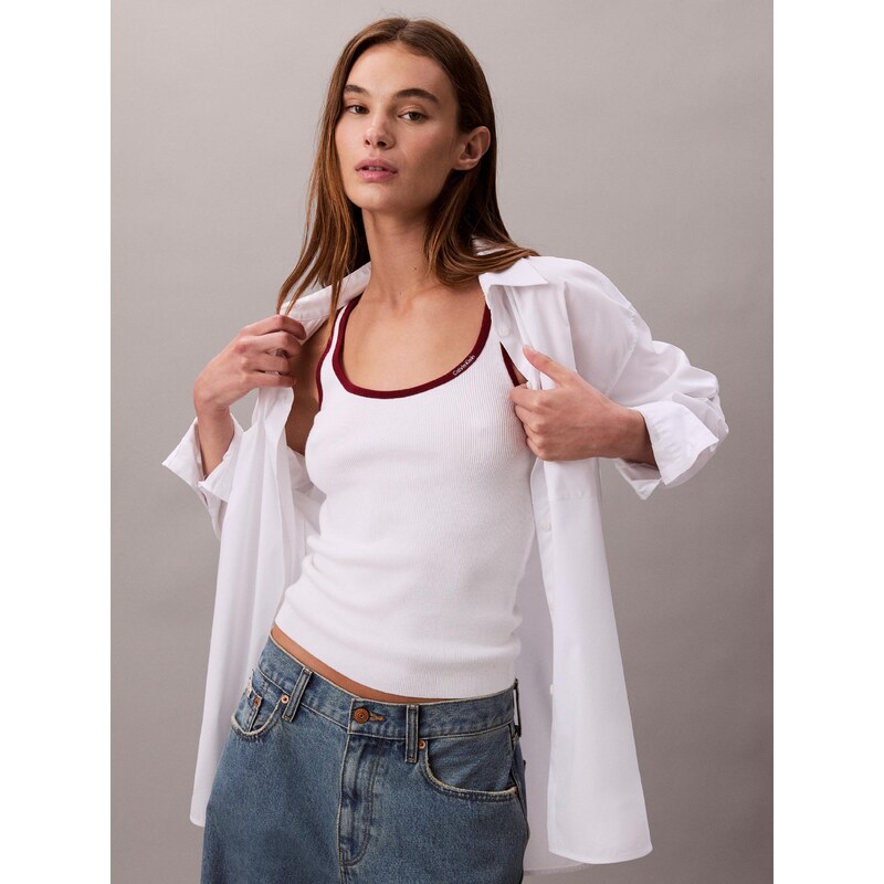 Calvin Klein Jeans Top temno rdeča / bela