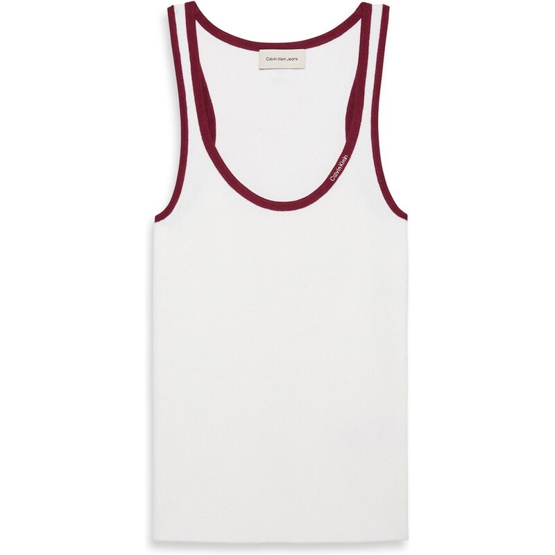 Calvin Klein Jeans Top temno rdeča / bela