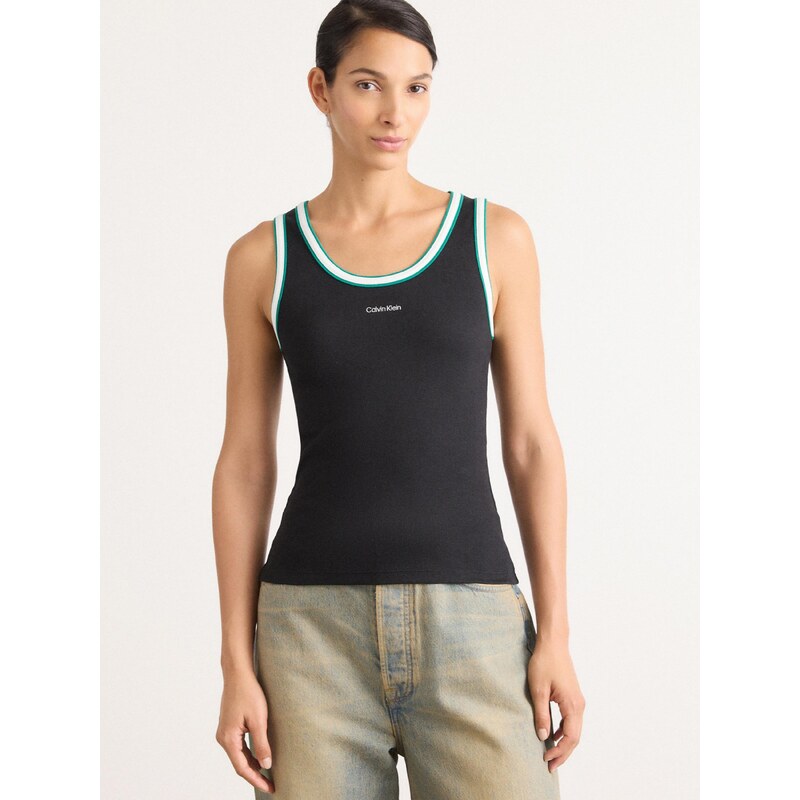 Calvin Klein Jeans Top smaragd / črna / bela