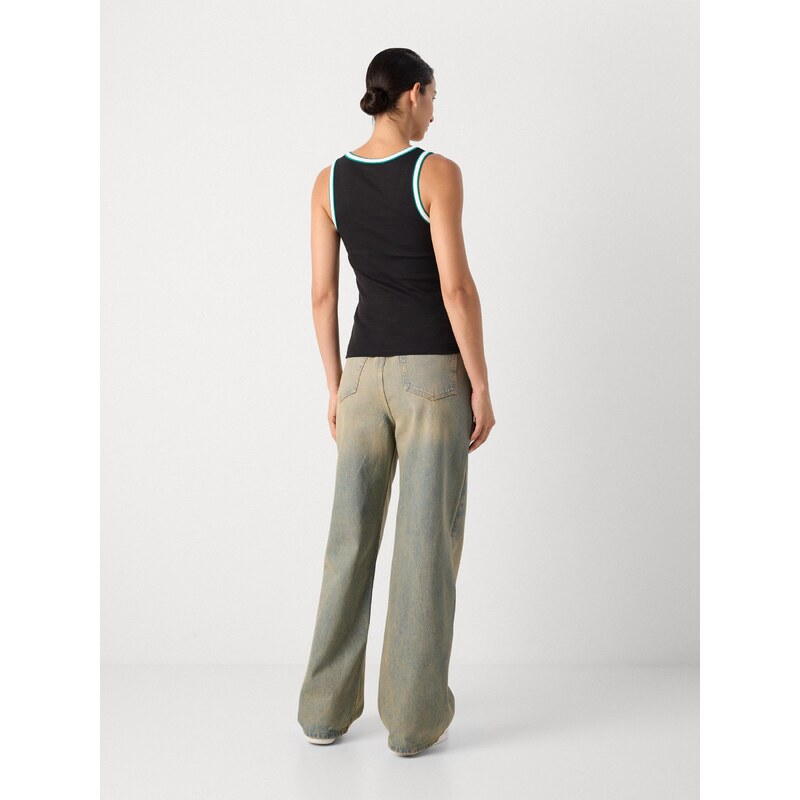 Calvin Klein Jeans Top smaragd / črna / bela