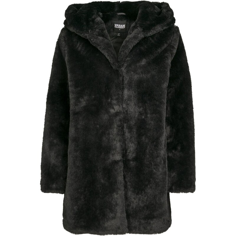 Urban Classics Prehoden plašč ' Ladies Hooded Teddy Coat ' črna