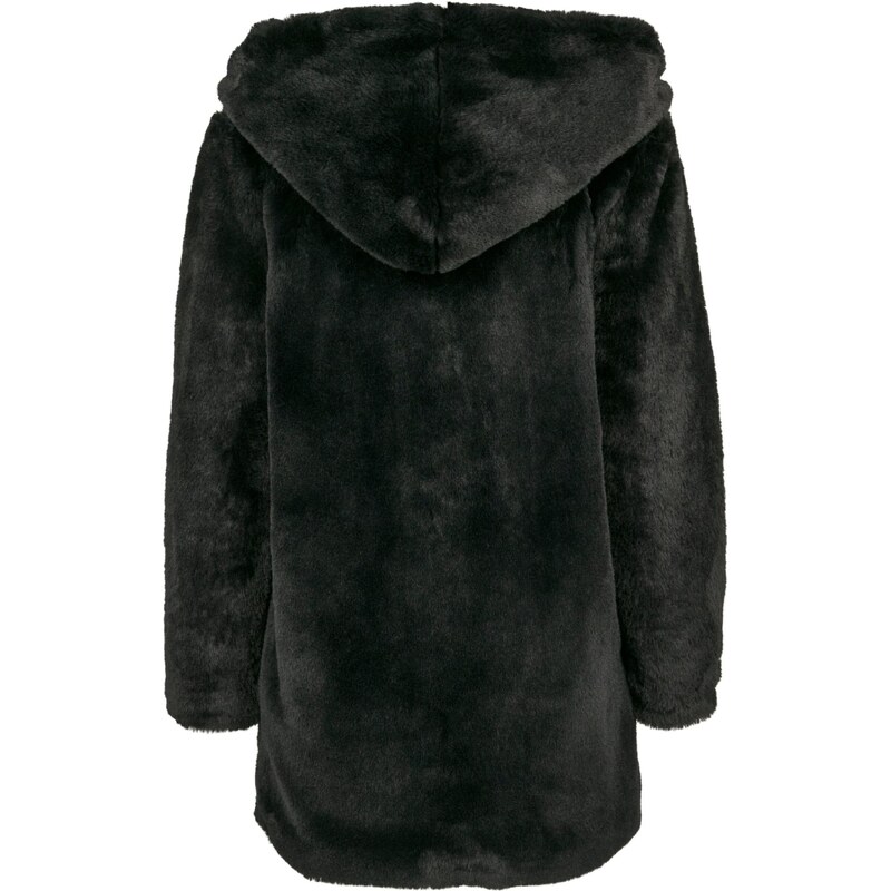 Urban Classics Prehoden plašč ' Ladies Hooded Teddy Coat ' črna