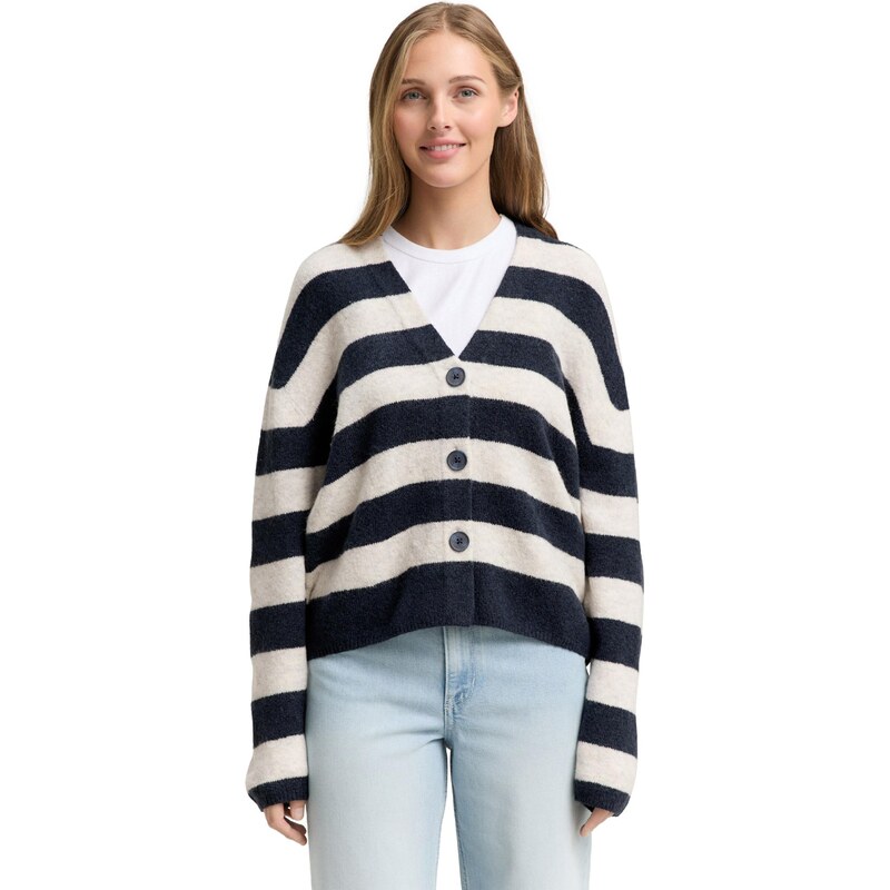 TOM TAILOR DENIM Pletena jopa kremna / mornarska