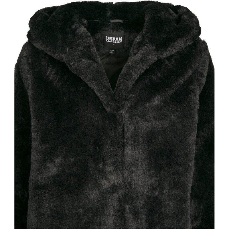 Urban Classics Prehoden plašč ' Ladies Hooded Teddy Coat ' črna