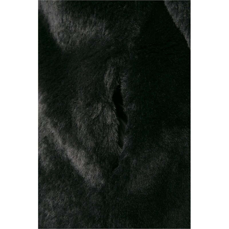 Urban Classics Prehoden plašč ' Ladies Hooded Teddy Coat ' črna
