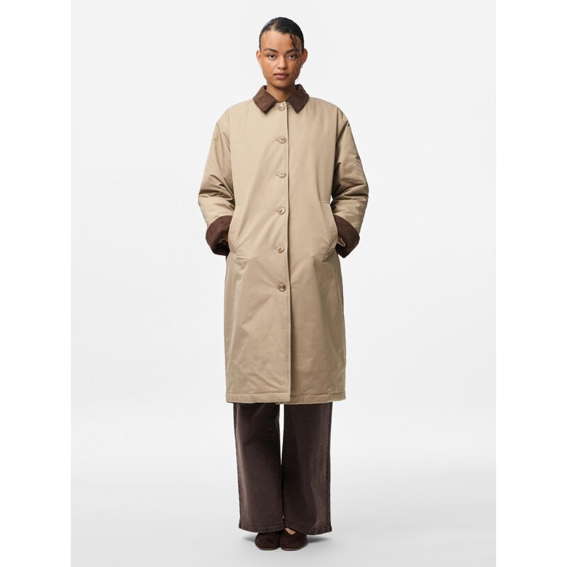 PIECES Prehoden plašč 'JORMA' rjava / greige