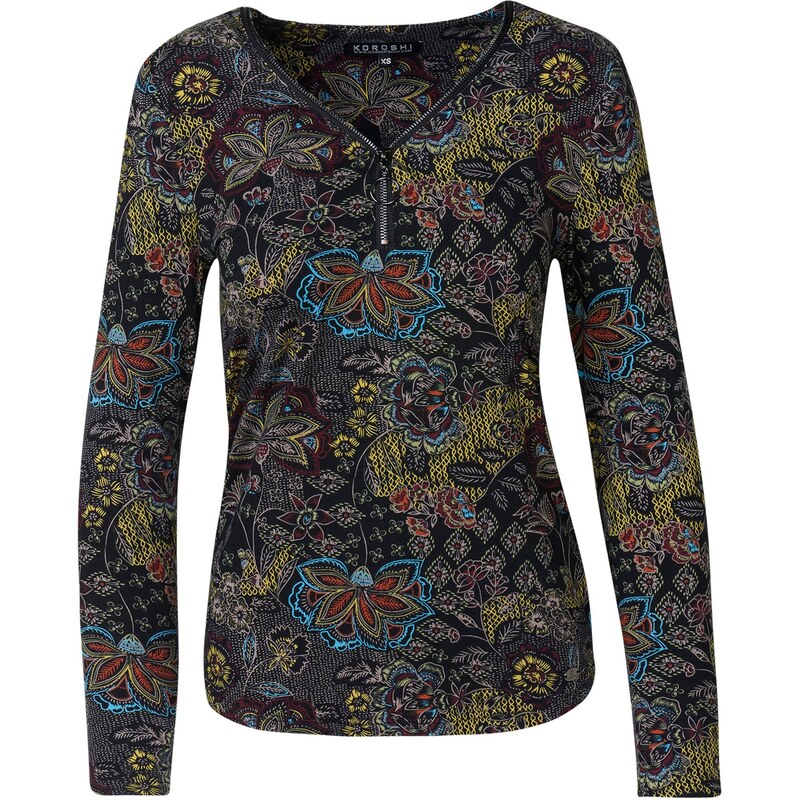 KOROSHI Majica modra / zelena / oranžna / črna