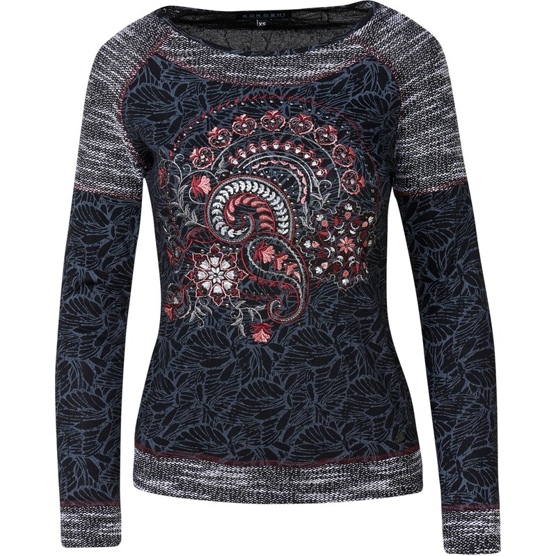 KOROSHI Majica safir / siva / rdeča / črna