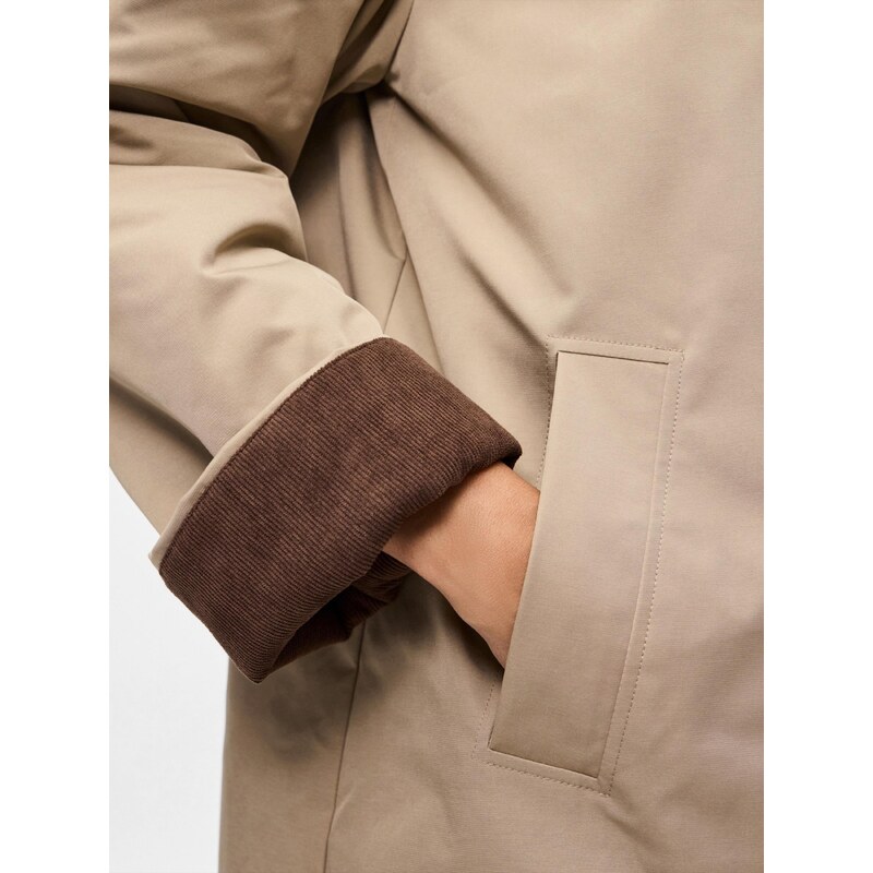 PIECES Prehoden plašč 'JORMA' rjava / greige