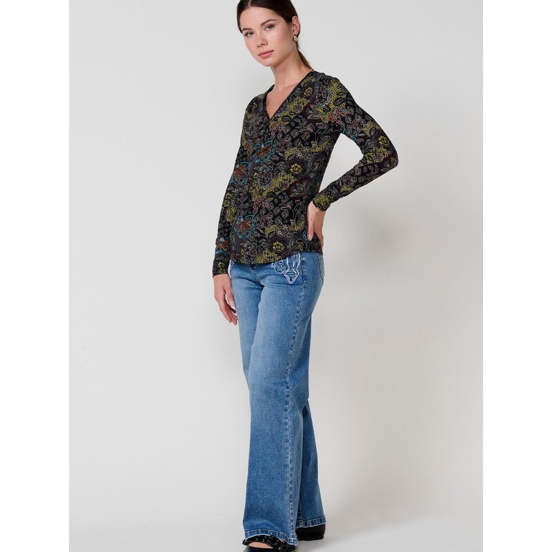 KOROSHI Majica modra / zelena / oranžna / črna