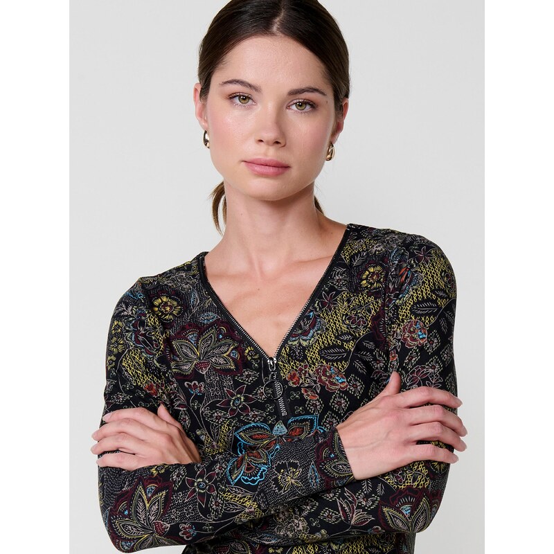 KOROSHI Majica modra / zelena / oranžna / črna