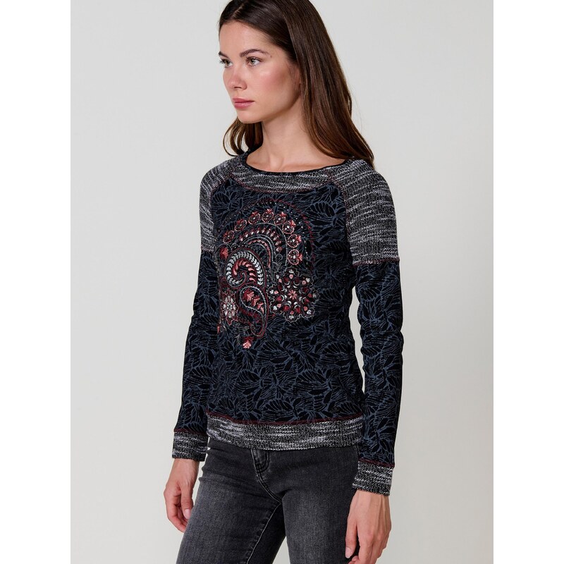 KOROSHI Majica safir / siva / rdeča / črna