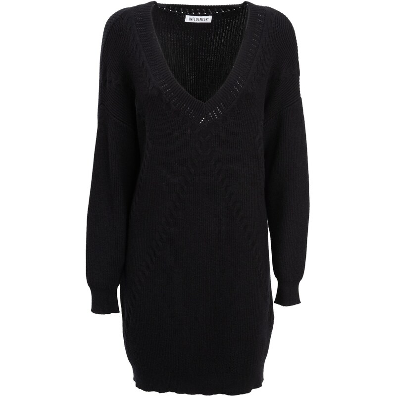 Influencer Pletena obleka črna
