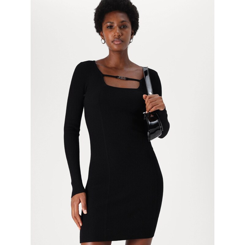 KARL LAGERFELD JEANS Pletena obleka črna