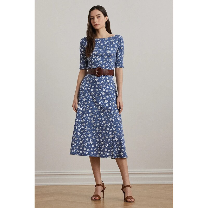 Bombažna obleka Lauren Ralph Lauren