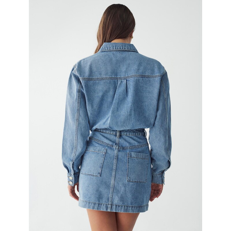 BWLDR Dolga srajca 'CANNES' moder denim