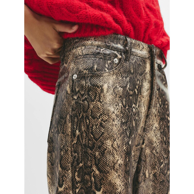 Pull&Bear Hlače bež / črna