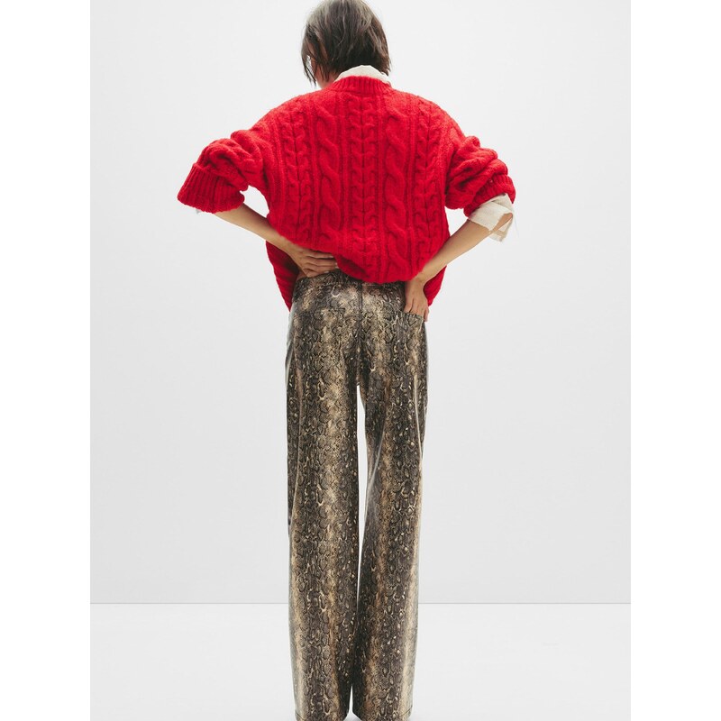 Pull&Bear Hlače bež / črna