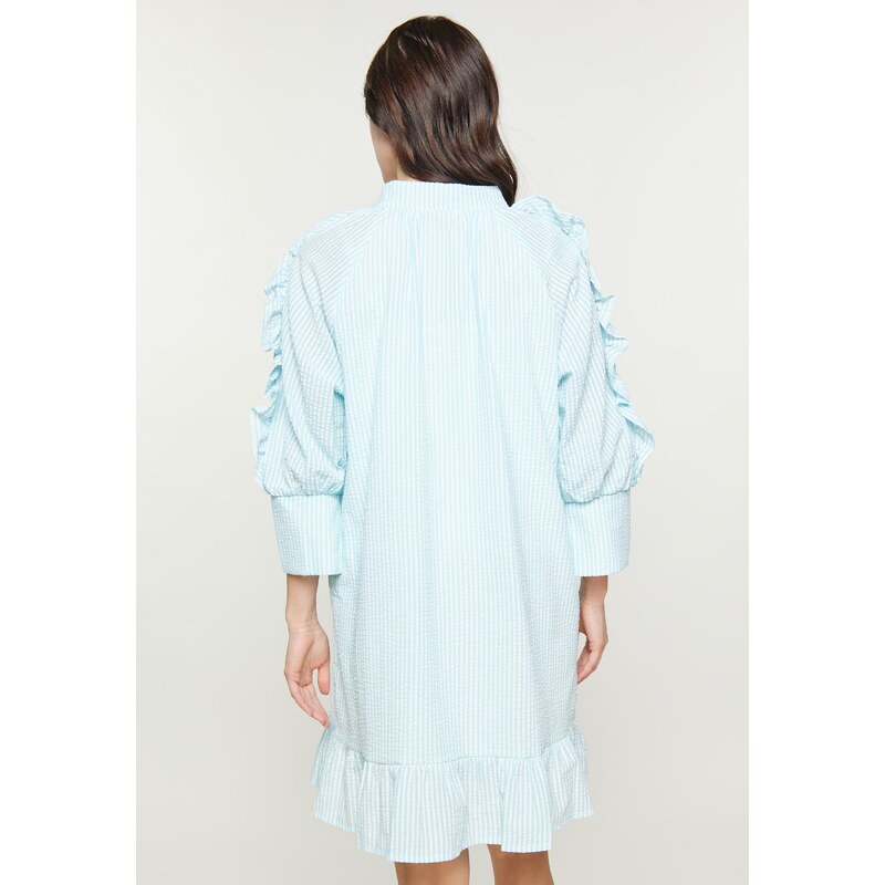 usha BLUE LABEL Obleka 'Fashion Look' svetlo modra / bela