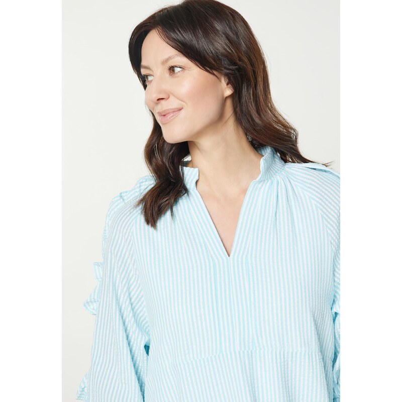 usha BLUE LABEL Obleka 'Fashion Look' svetlo modra / bela