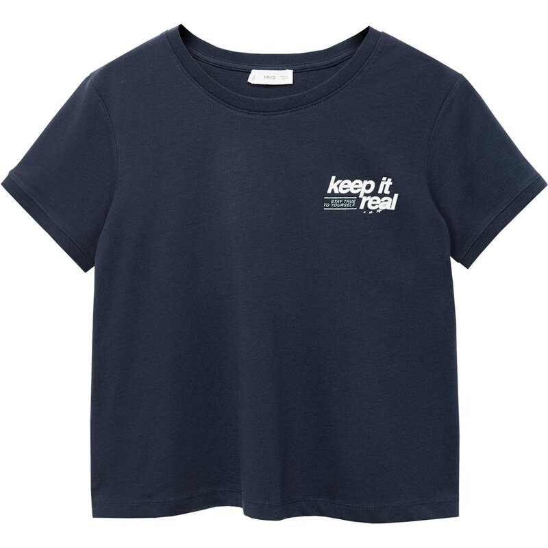 MANGO TEEN Majica 'Keep' marine / bela