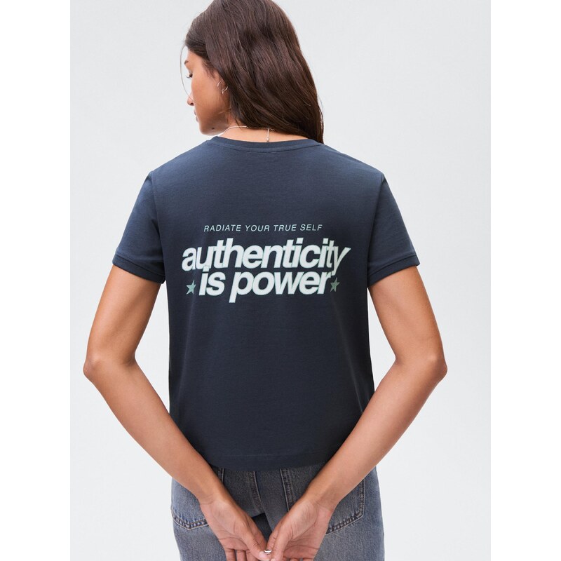 MANGO TEEN Majica 'Keep' marine / bela