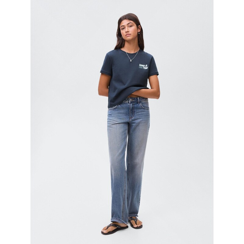 MANGO TEEN Majica 'Keep' marine / bela