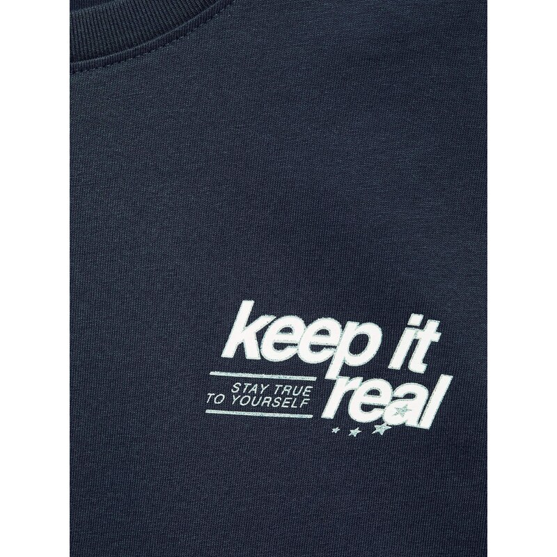 MANGO TEEN Majica 'Keep' marine / bela