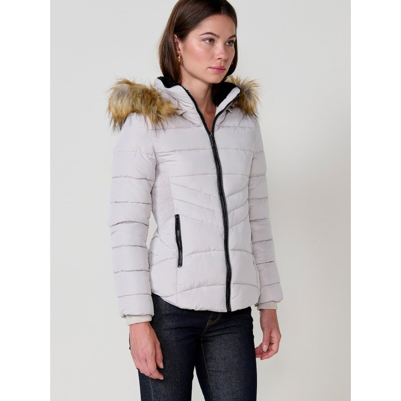 KOROSHI Zimska jakna svetlo rjava / srebrno-siva