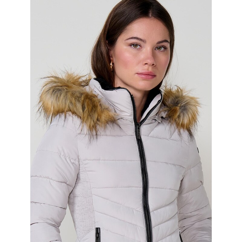 KOROSHI Zimska jakna svetlo rjava / srebrno-siva