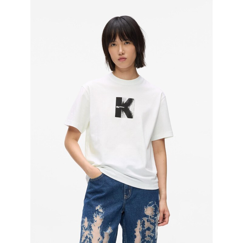 KARL LAGERFELD JEANS Majica črna / bela