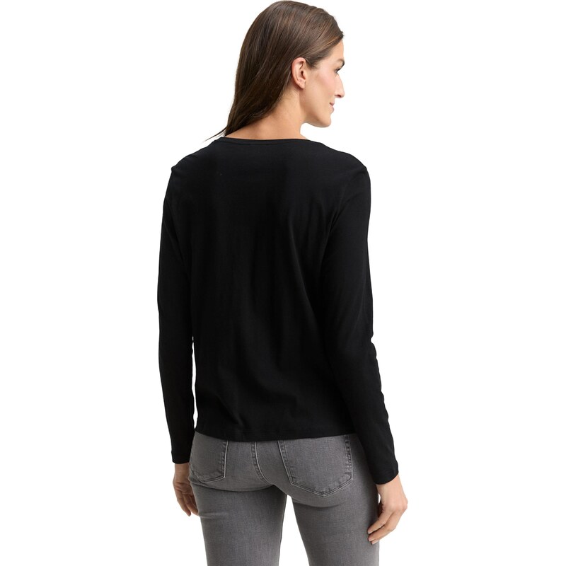 TOM TAILOR Majica kamela / črna / volneno bela