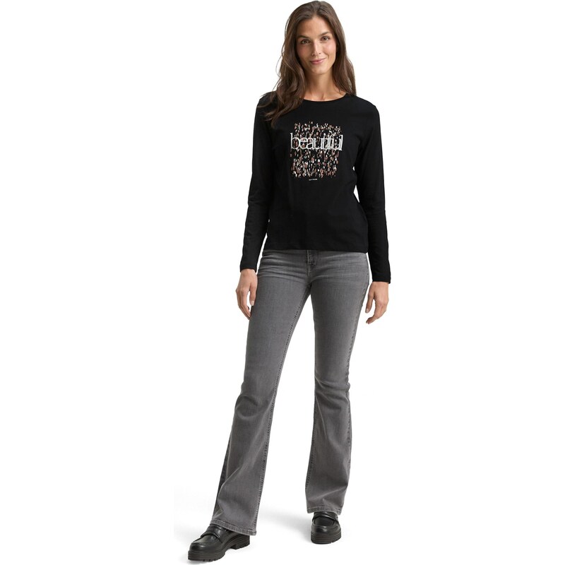 TOM TAILOR Majica kamela / črna / volneno bela