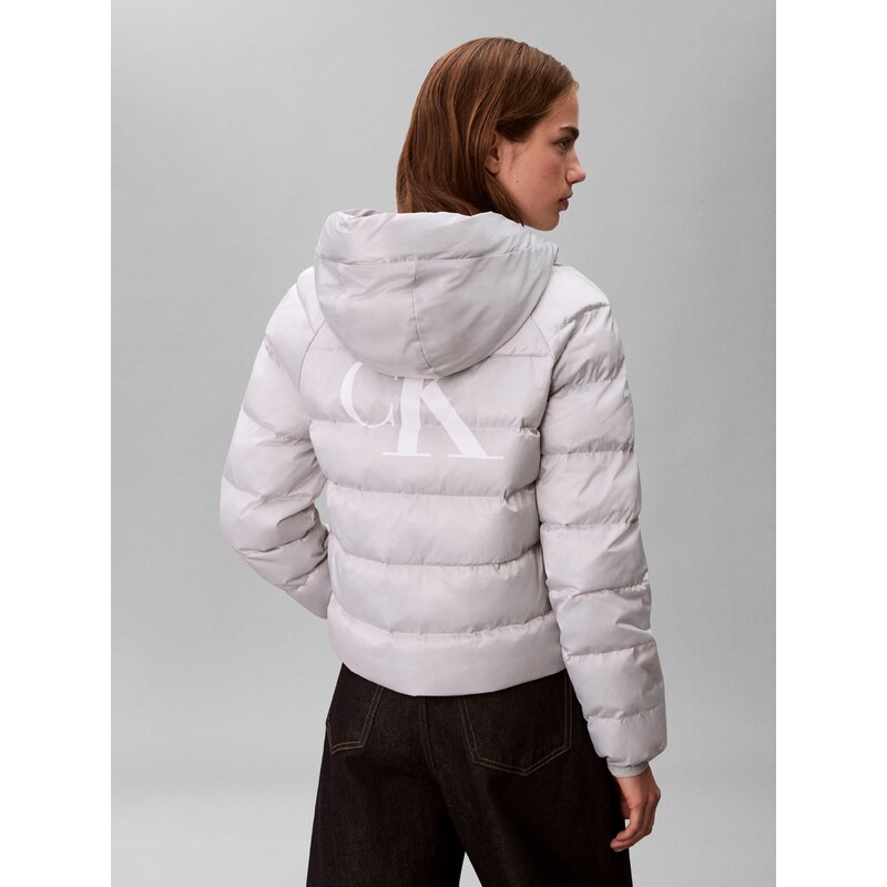 Calvin Klein Jeans Prehodna jakna svetlo siva / bela