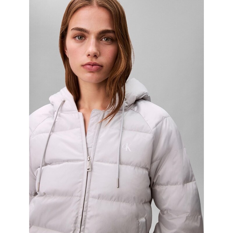Calvin Klein Jeans Prehodna jakna svetlo siva / bela
