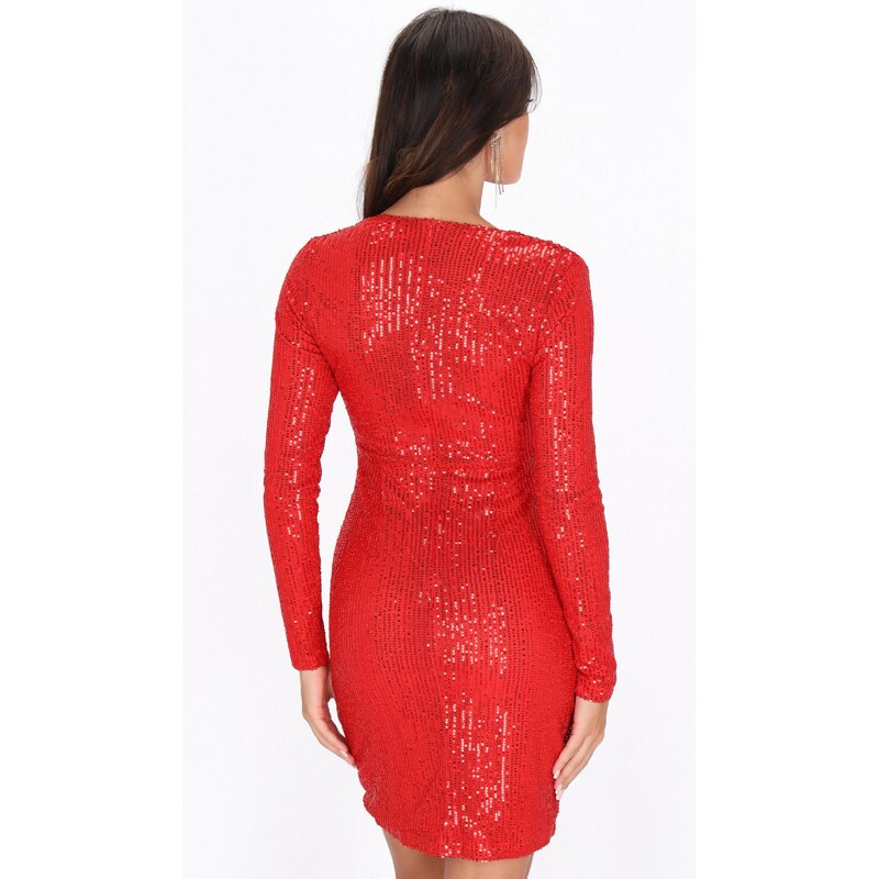 faina Koktejl obleka rdeča