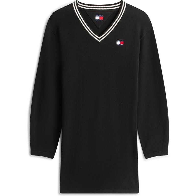 Tommy Jeans Pletena obleka rdeča / črna / bela