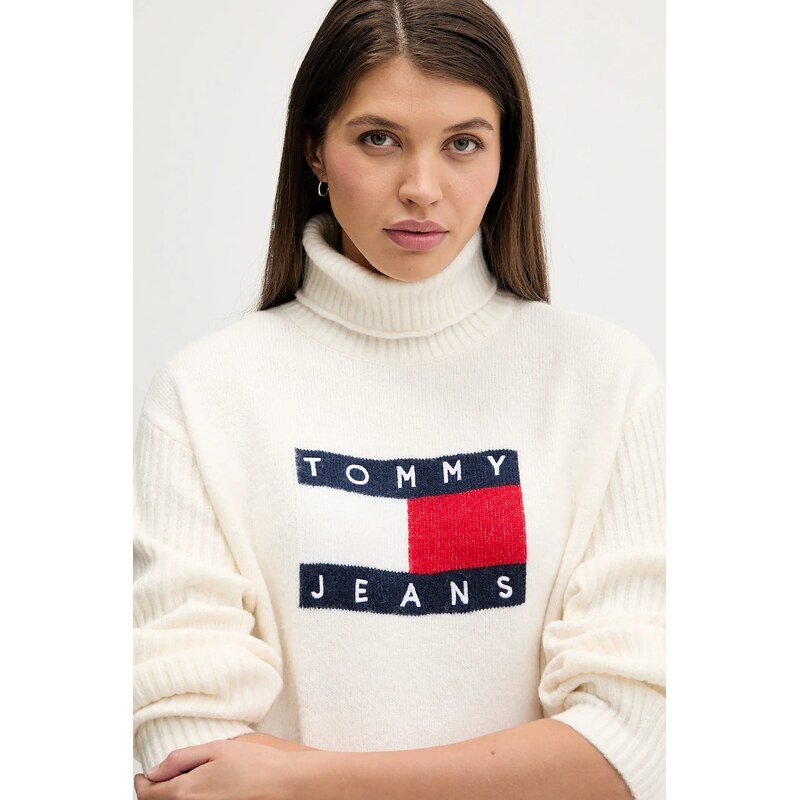 Obleka s primesjo volne Tommy Jeans