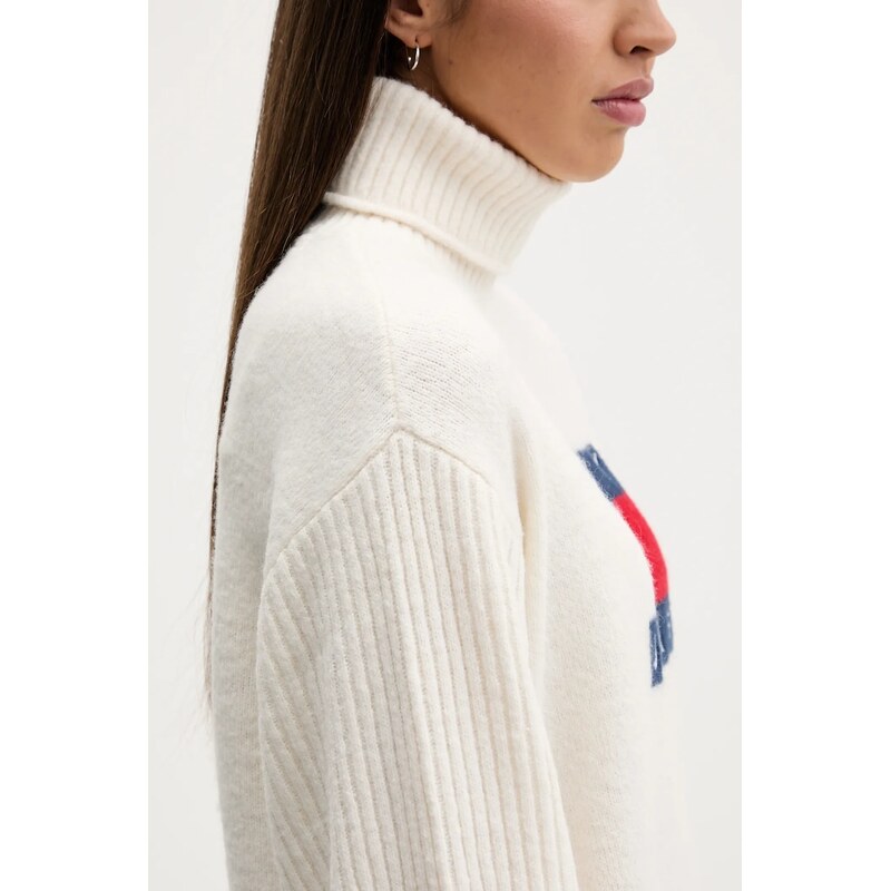 Obleka s primesjo volne Tommy Jeans