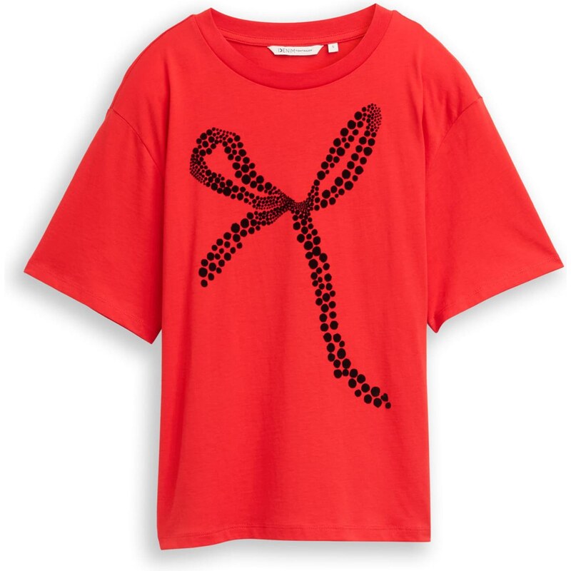 TOM TAILOR DENIM Majica rdeča / črna